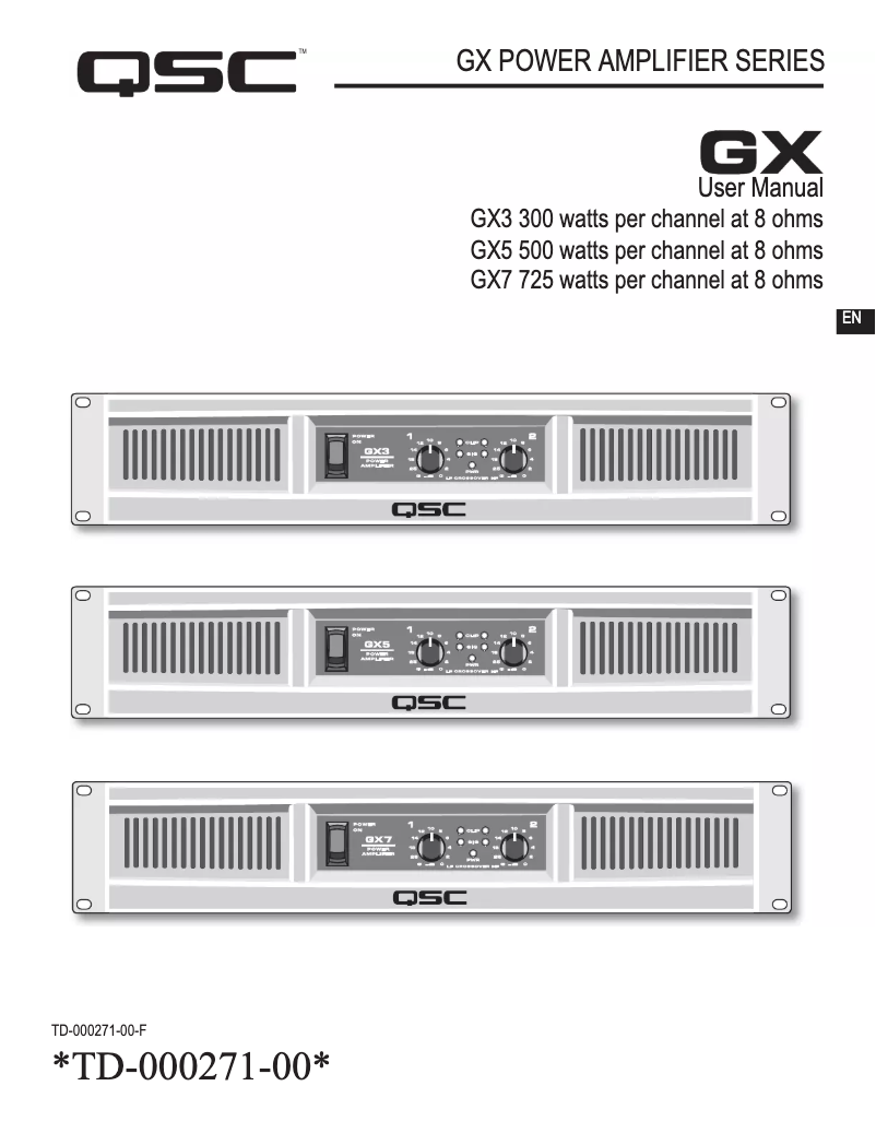 Page 1 de la notice Manuel utilisateur QSC GX7