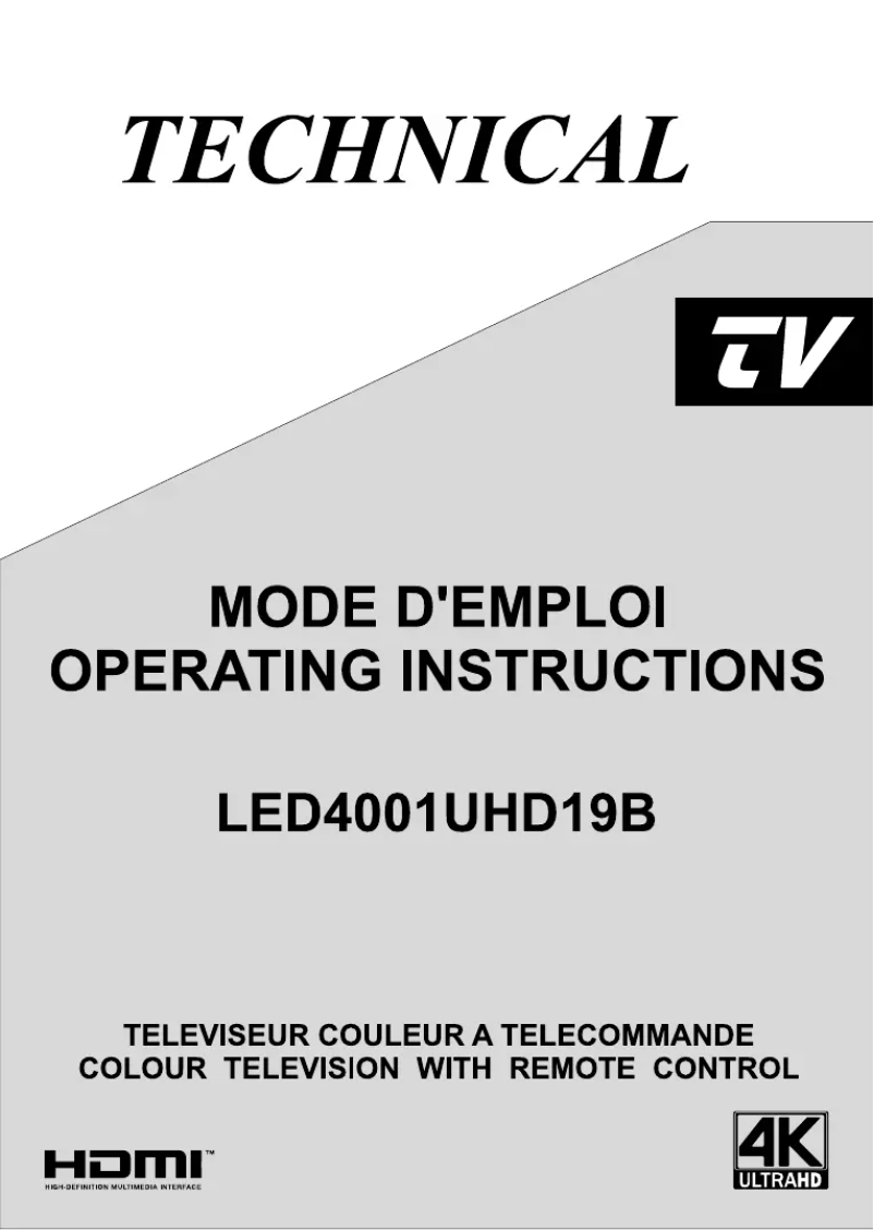 Page 1 de la notice Manuel utilisateur Technical LED4001UHD19B