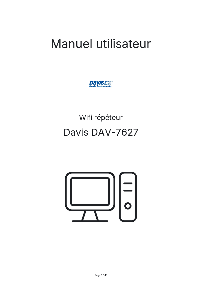 Page n°1 - Manuel utilisateur Davis DAV-7627
