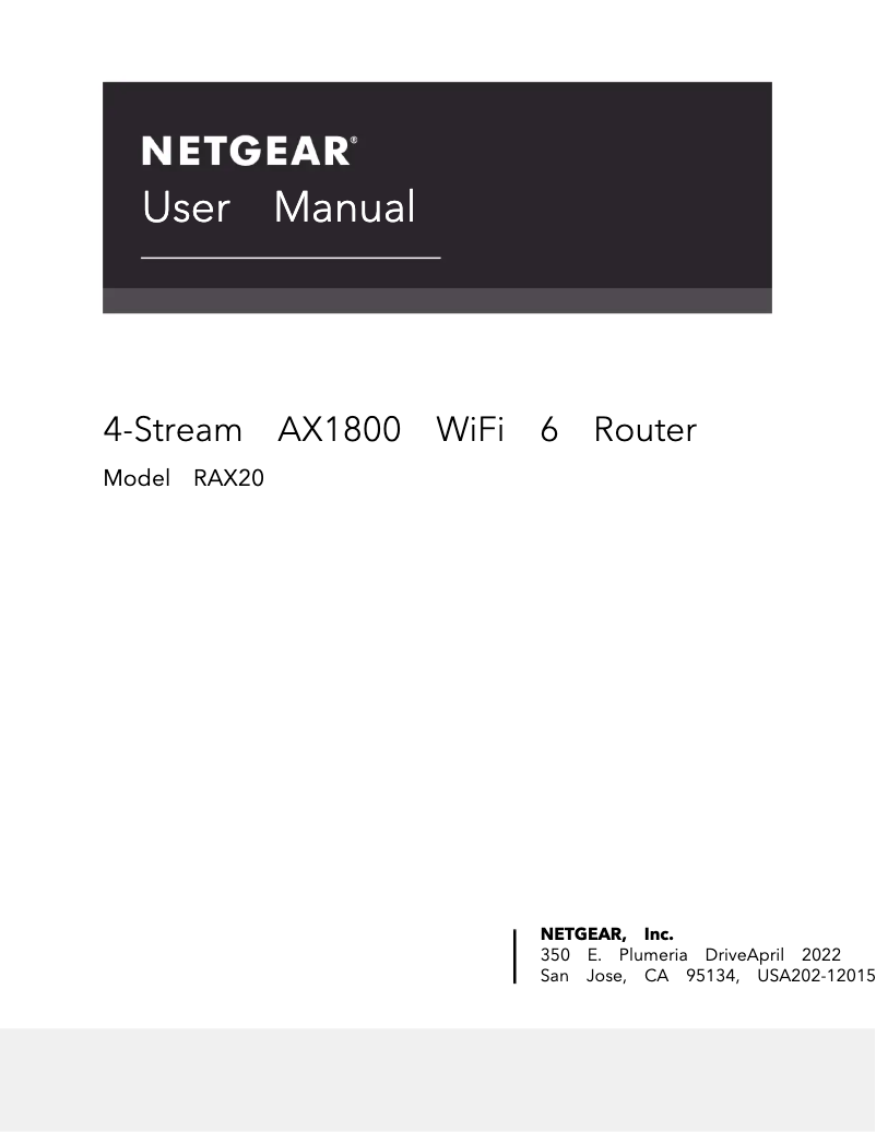 Page 1 de la notice Manuel utilisateur Netgear Nighthawk RAX20