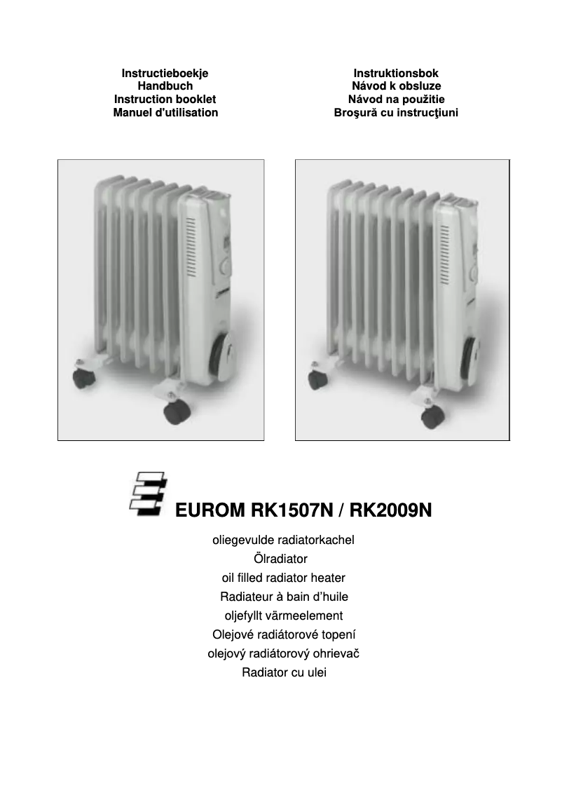 Page n°1 - Manuel utilisateur Eurom RK2009N