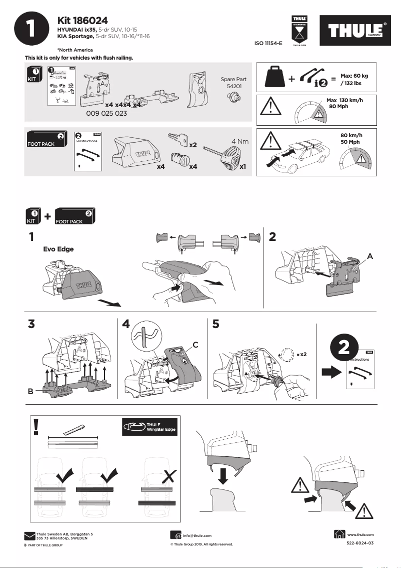 Page n°1 - Manuel utilisateur Thule Kit 186024