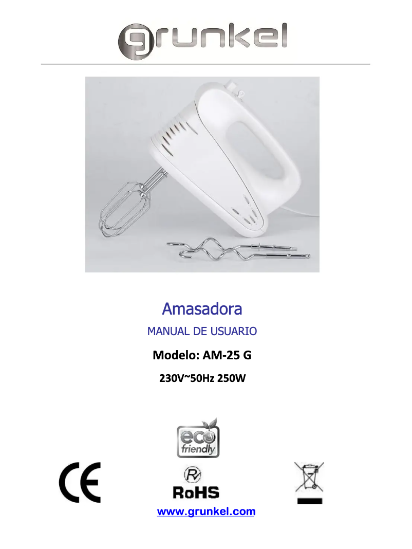 Page 1 de la notice Manuel utilisateur Grunkel AM-25G