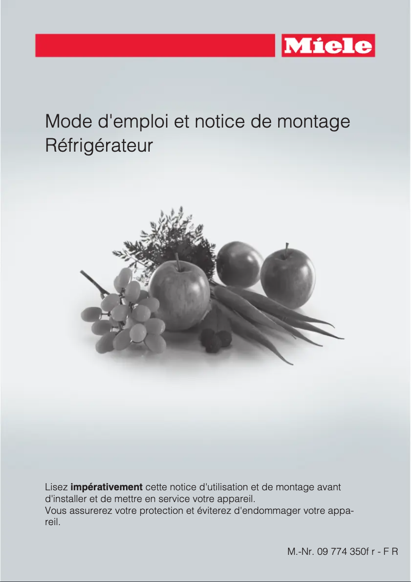 Page 1 de la notice Manuel utilisateur Miele K 1901 VI