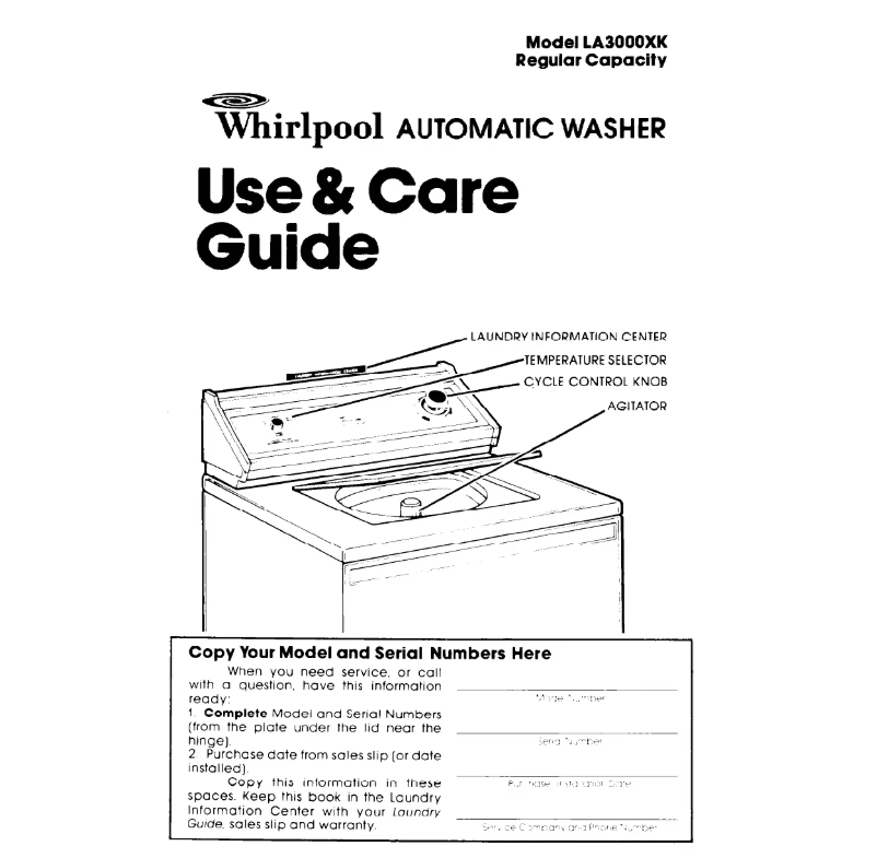 Page 1 de la notice Manuel utilisateur Whirlpool LA3000XK