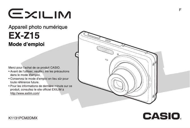Image de la première page du manuel de l'appareil Exilim EX-Z15
