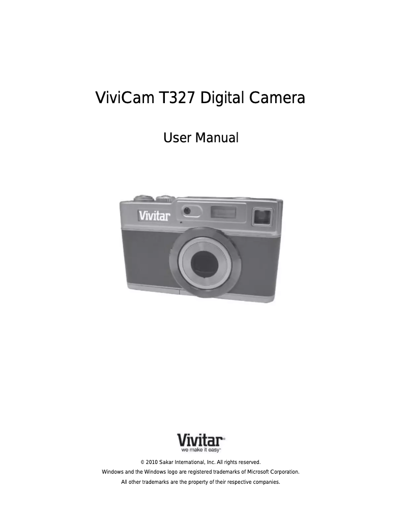 Image de la première page du manuel de l'appareil ViviCam T327