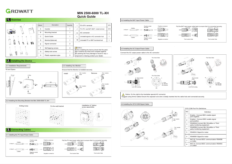 Image de la première page du manuel de l'appareil MIN 2500-6000TL-XH
