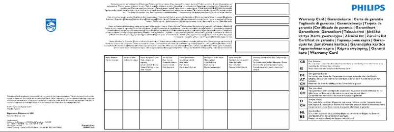 Page 1 de la notice Informations de garantie Philips Screeneo HDP1590