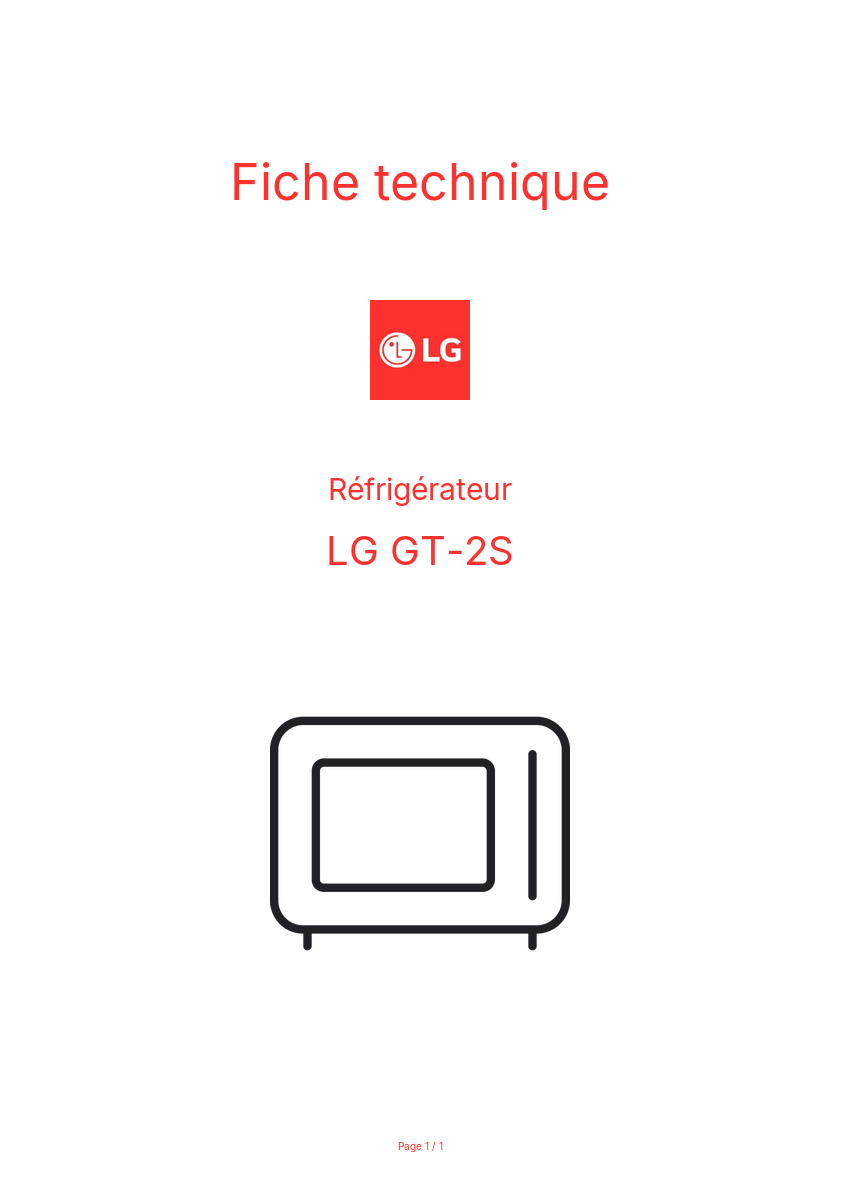 Page n°1 - Fiche technique LG GT-2S