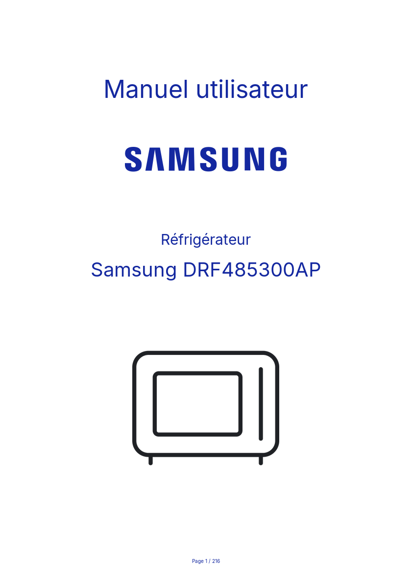 Image de la première page du manuel de l'appareil DRF485300AP