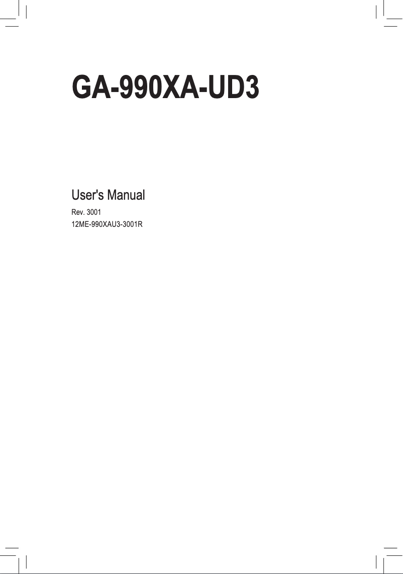 Image de la première page du manuel de l'appareil GA-990XA-UD3