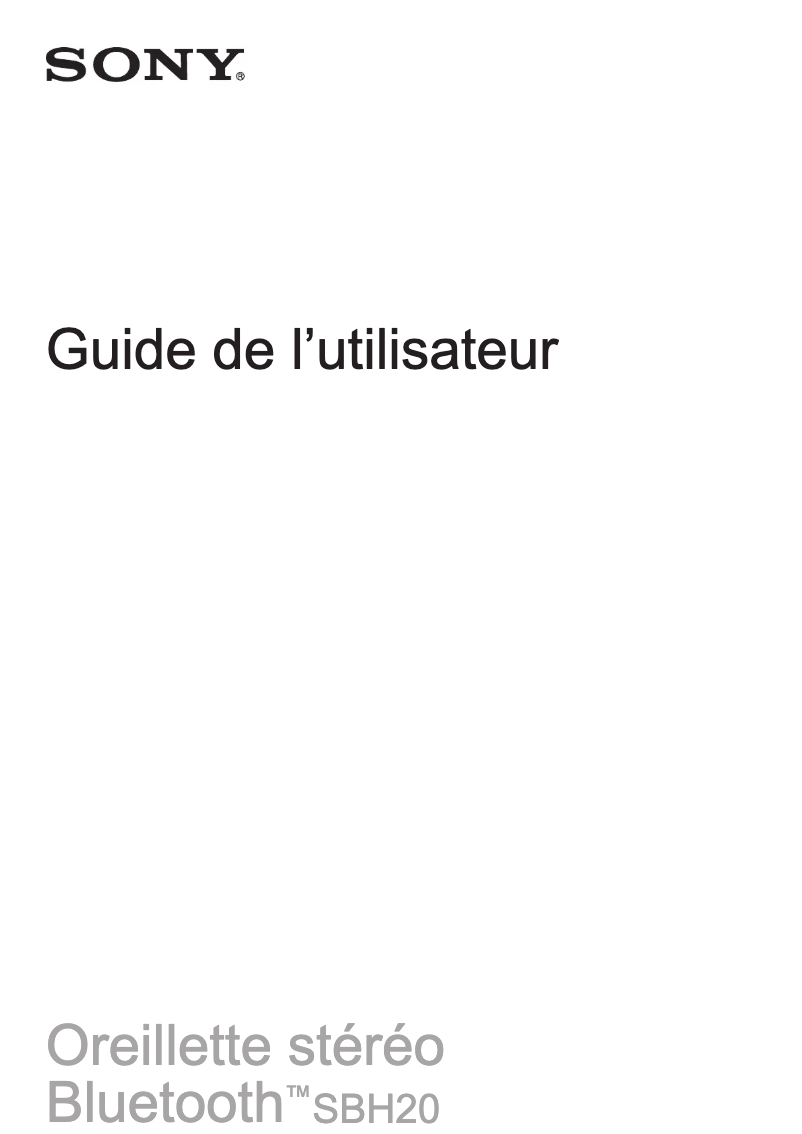 Página 1 del manual Manual de usuario Sony SBH20
