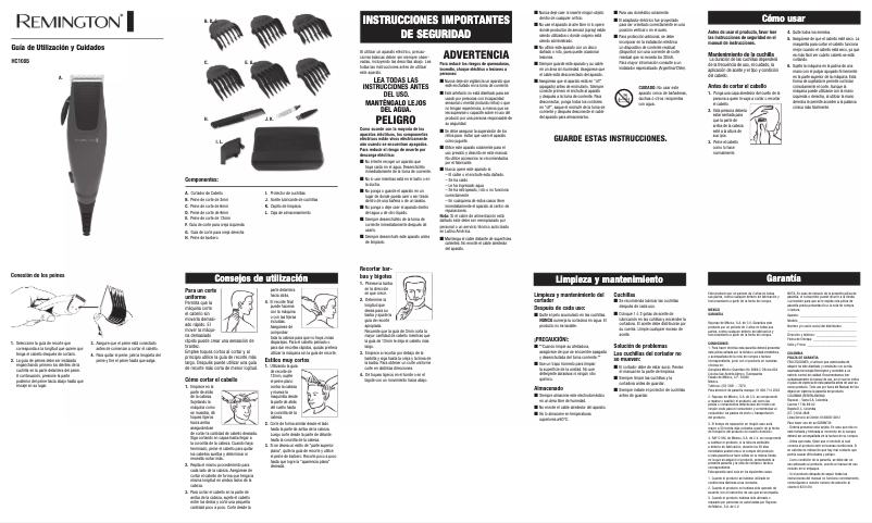 Page 1 de la notice Manuel utilisateur Remington HC1095