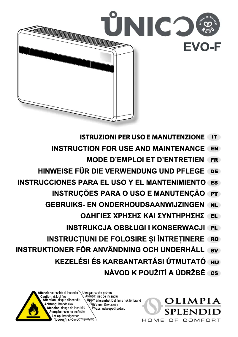 Page 1 de la notice Manuel utilisateur Olimpia Splendid Unico Evo-F