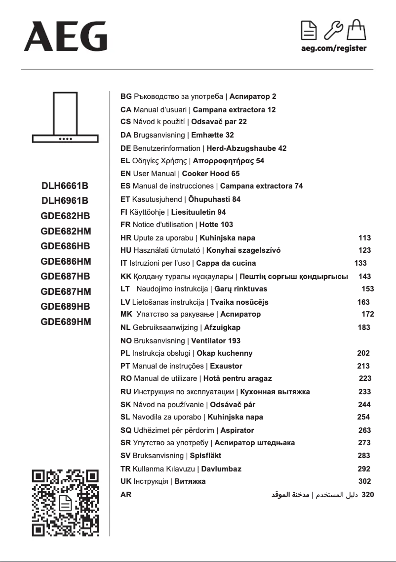 Page 1 de la notice Manuel utilisateur AEG GDE682HM