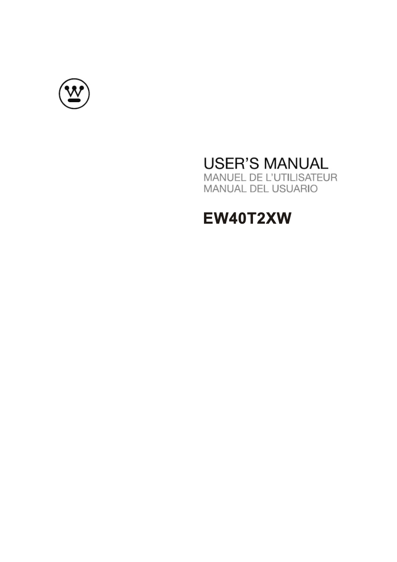 Page 1 de la notice Manuel utilisateur Westinghouse EW40T2XW