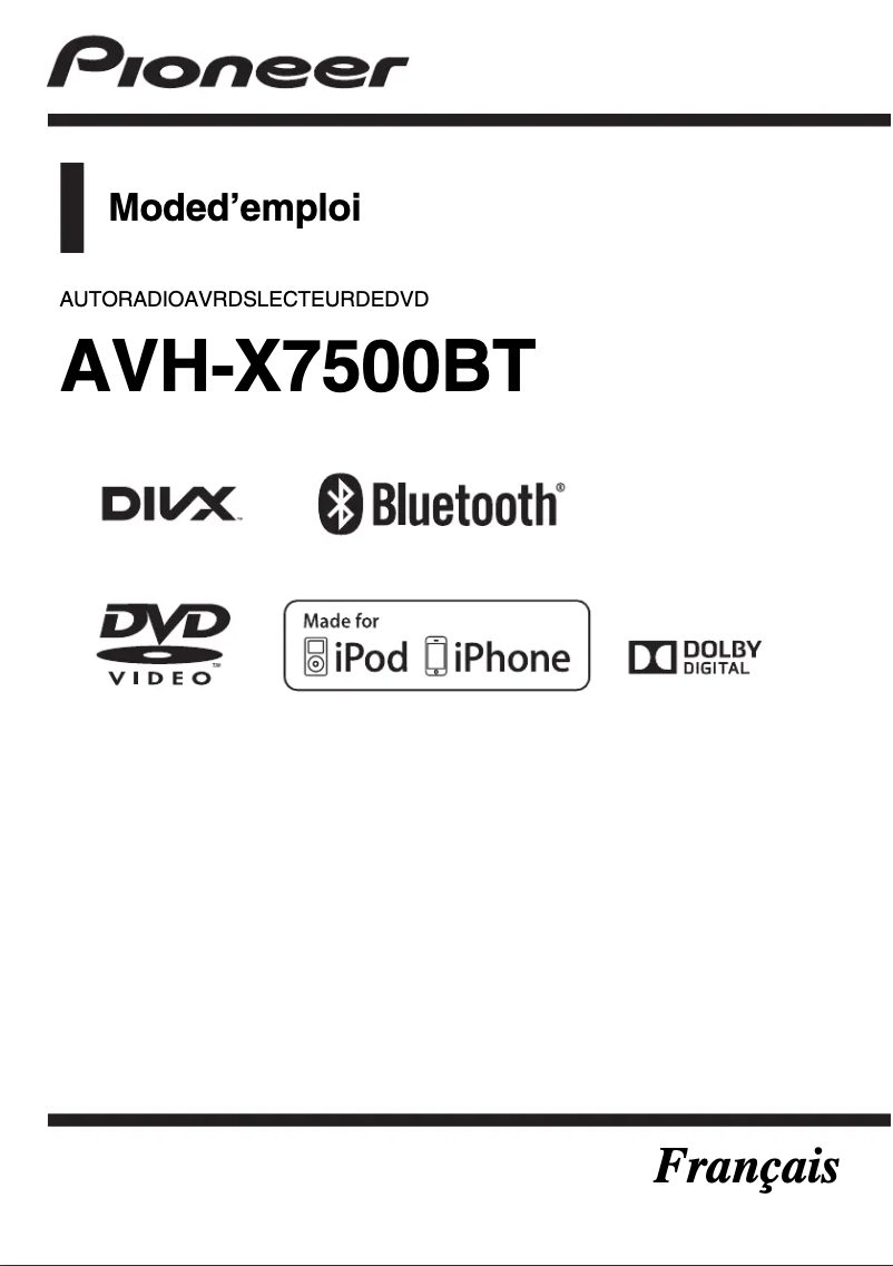 Image de la première page du manuel de l'appareil AVH-X7500BT