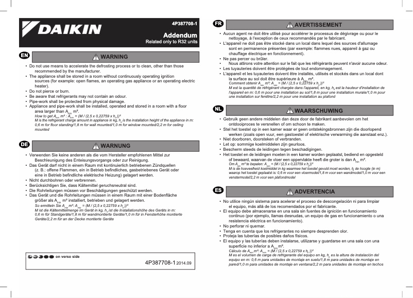 Page 1 de la notice Guide d'installation Daikin FTXM42K3V1B