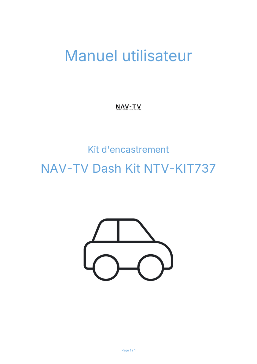 Page n°1 - Manuel utilisateur NAV-TV Dash Kit NTV-KIT737