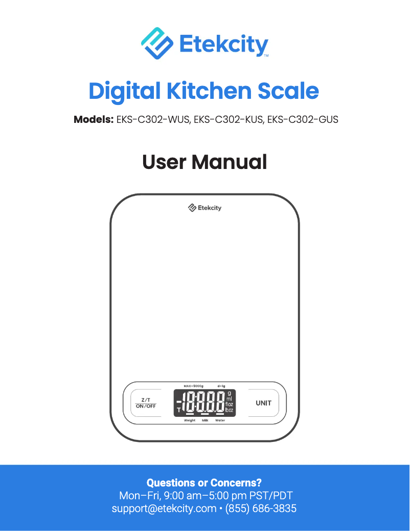 Página 1 del manual Manual de usuario Etekcity EKS-C302-GUS