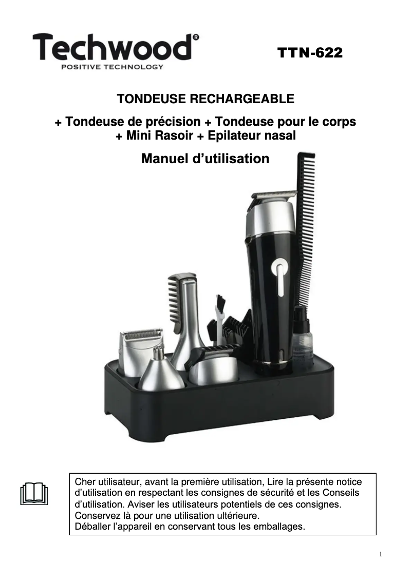 Page 1 de la notice Manuel utilisateur Techwood TTN-622