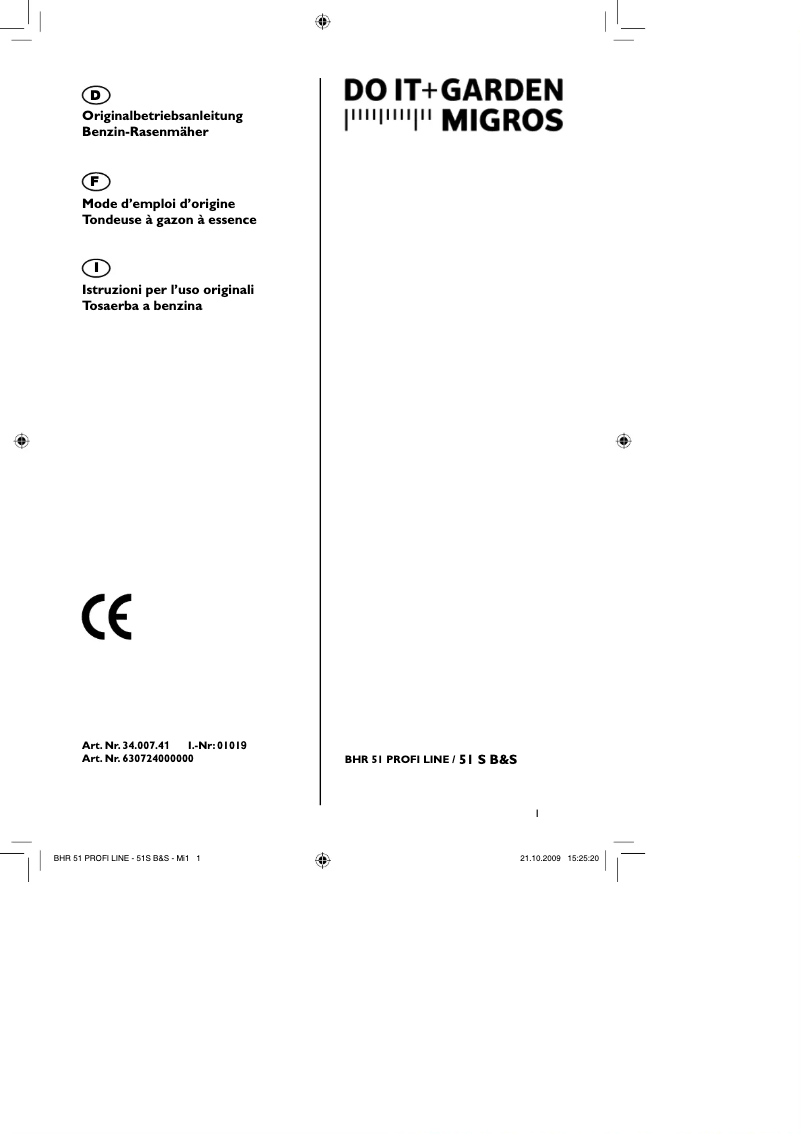 Page 1 of the manual User Manual Do It + Garden BHR 51