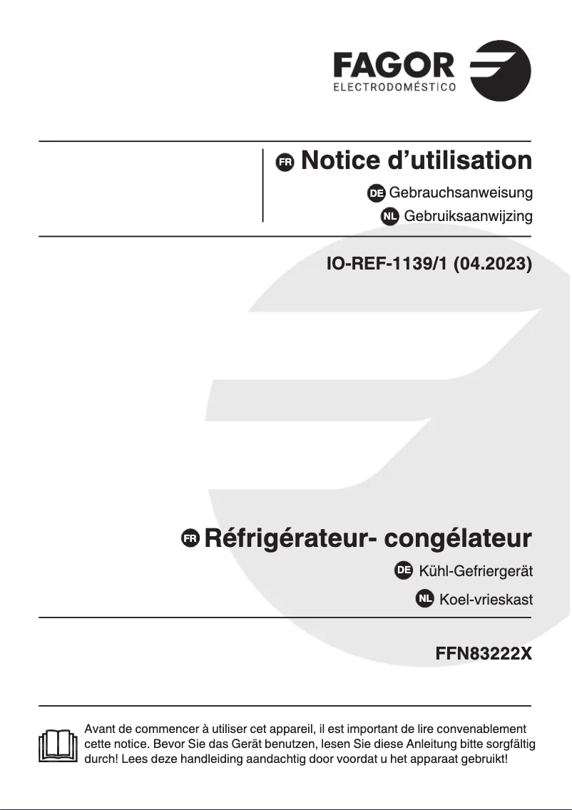 Image de la première page du manuel de l'appareil FFN83222X
