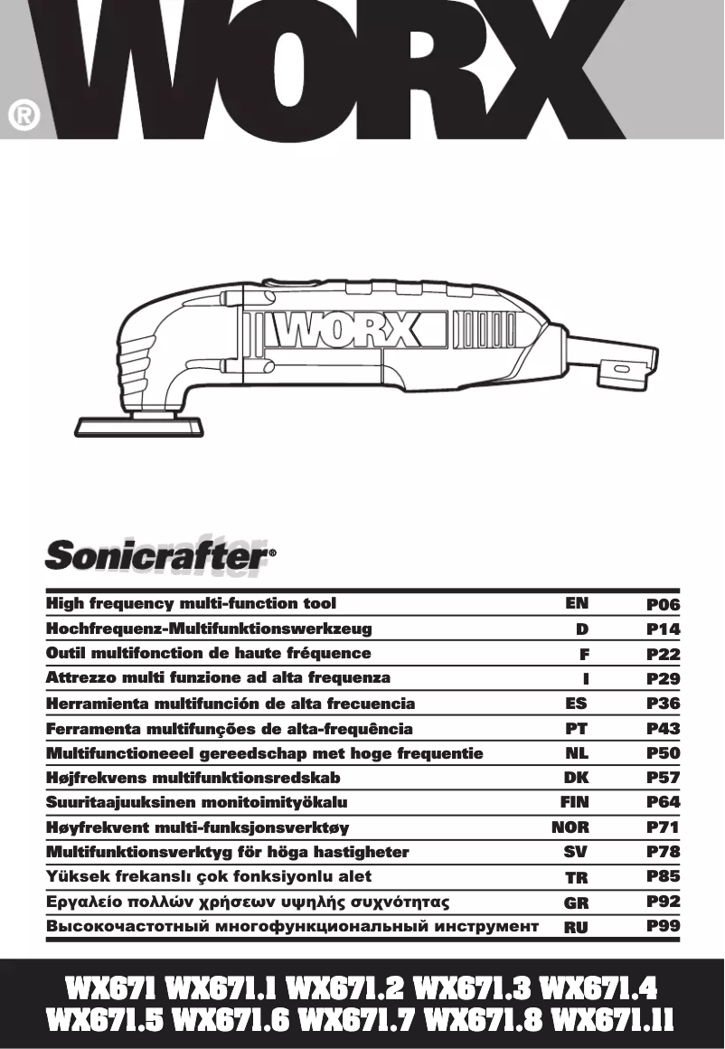 Page n°1 - Manuel utilisateur Worx Sonicrafter WX671.7