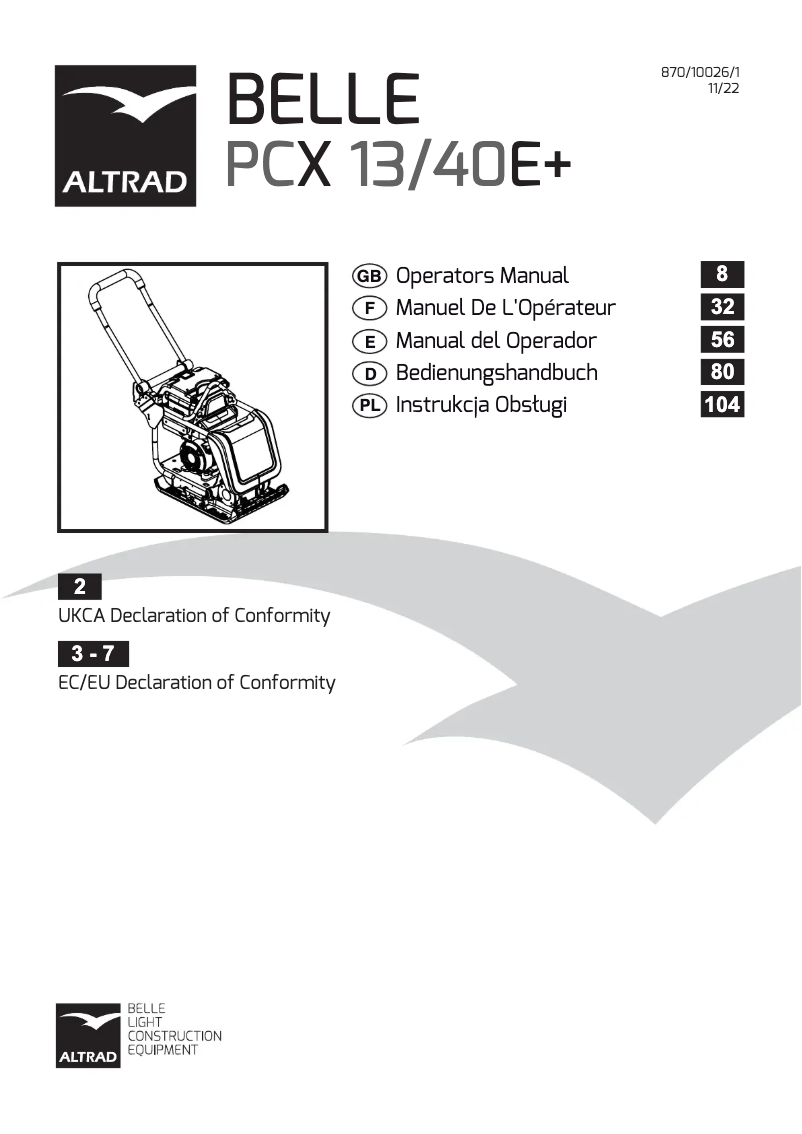 Page n°1 - Manuel utilisateur Altrad BELLE PCX 13/40E+