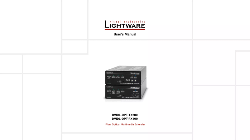 Page n°1 - Manuel utilisateur Lightware DVIDL-OPT-TX200