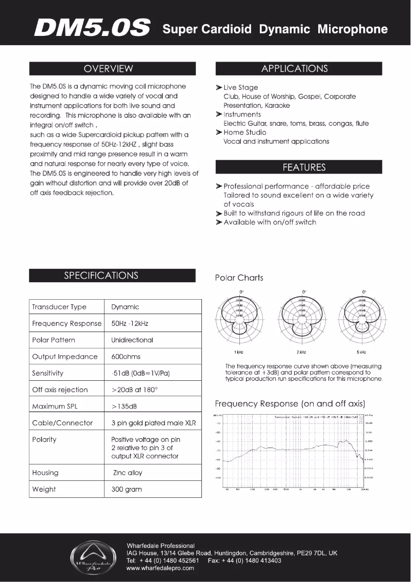 Page 1 de la notice Manuel utilisateur Wharfedale DM 5.0s