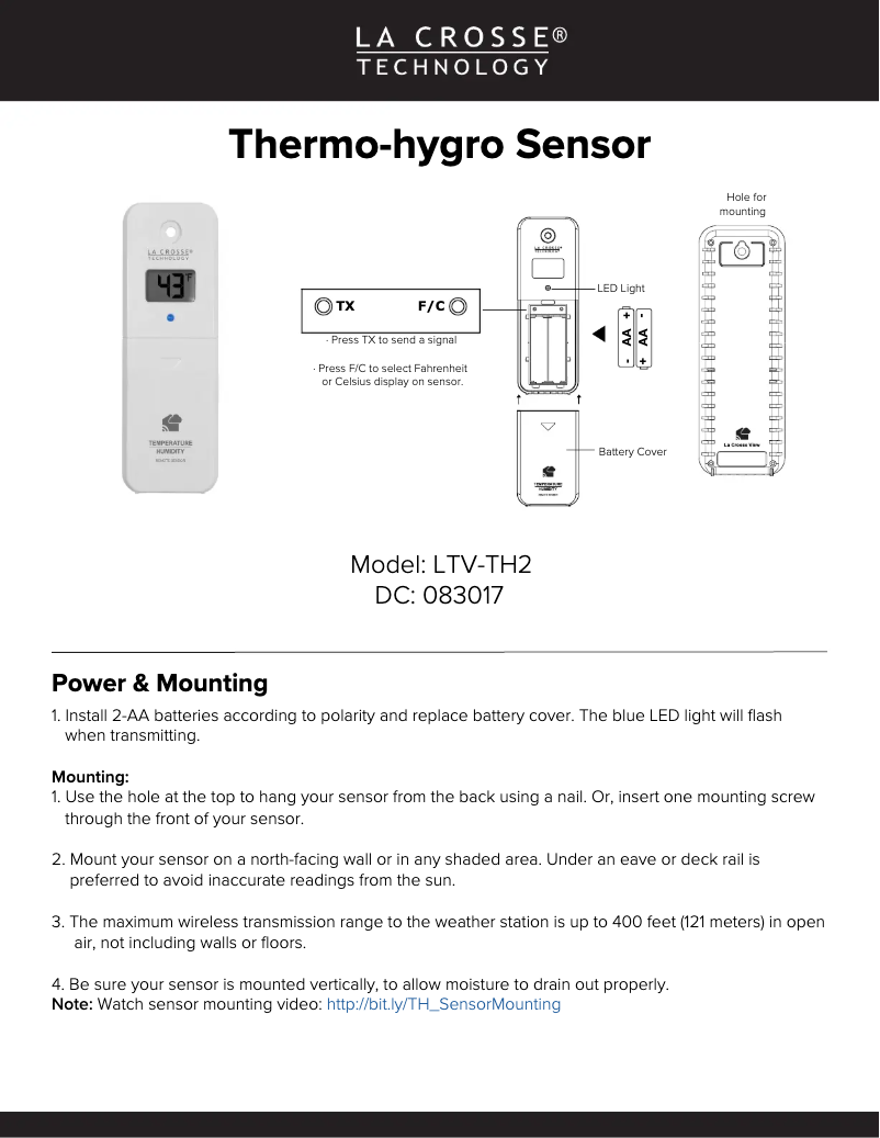Página 1 del manual Manual de usuario La Crosse Technology LTV-TH2I