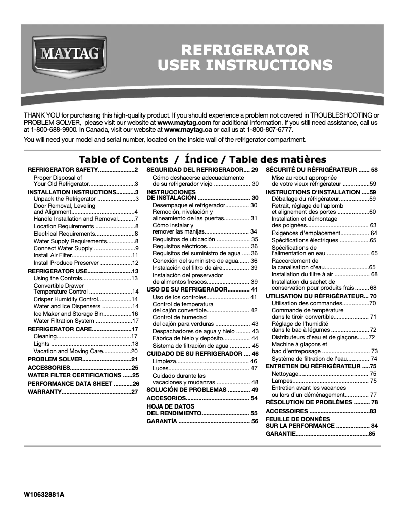 Page 1 de la notice Manuel utilisateur Maytag MSB26C6MDM