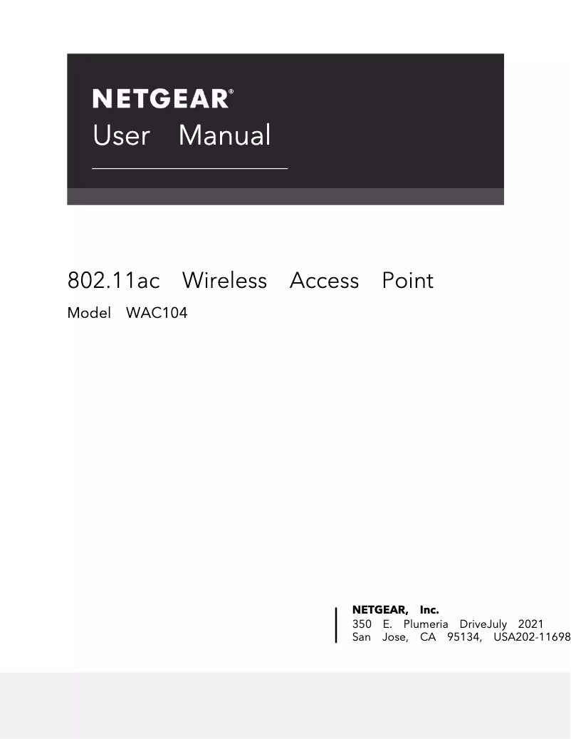 Page 1 de la notice Manuel utilisateur Netgear WAC104