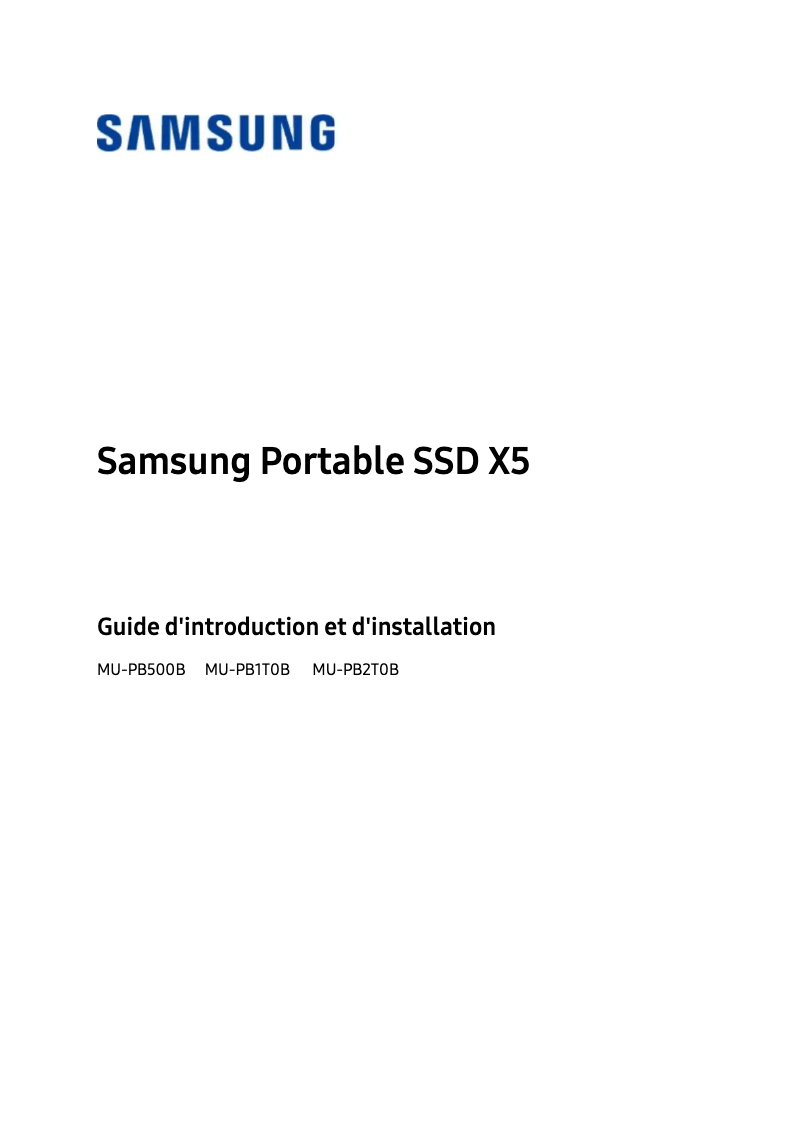 Page 1 de la notice Manuel utilisateur Samsung MU-PB500B