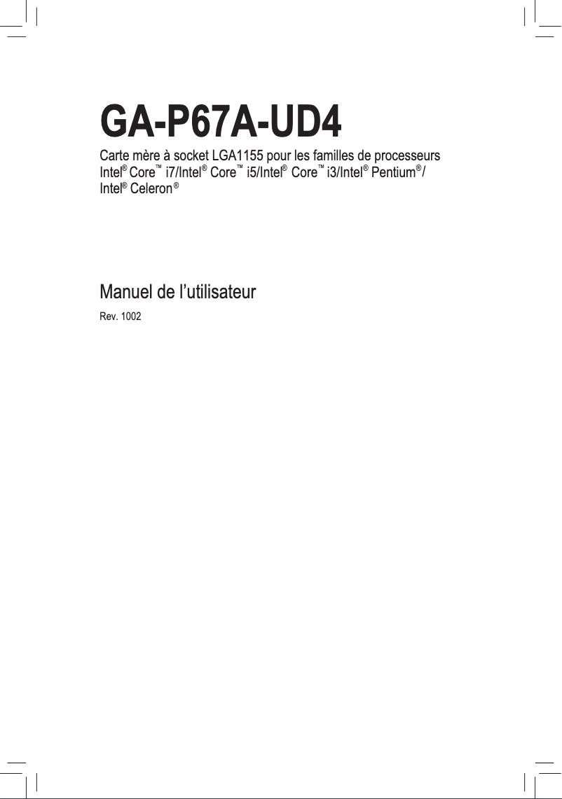 Page n°1 - Manuel utilisateur Gigabyte GA-P67A-UD4