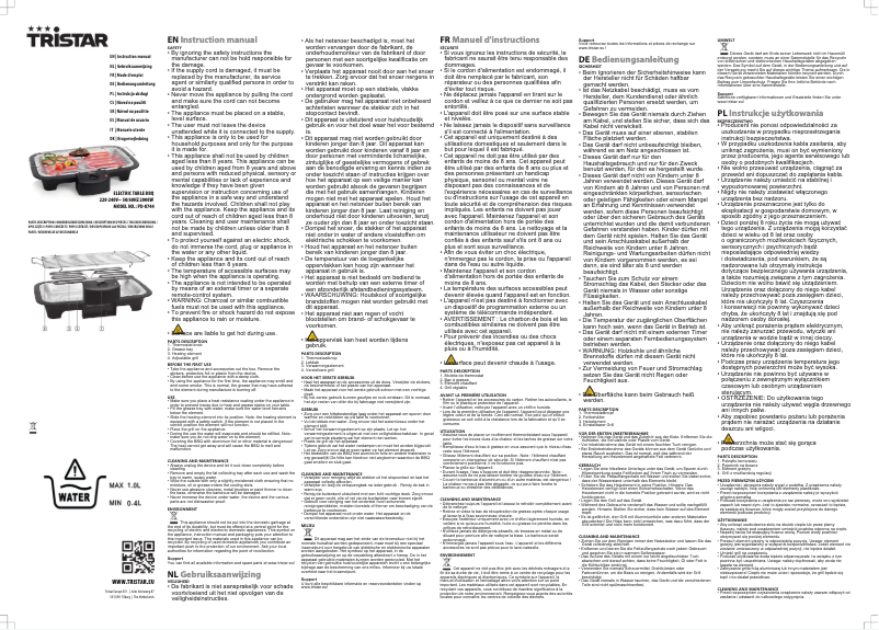 Page 1 de la notice Manuel utilisateur TriStar PD-8744