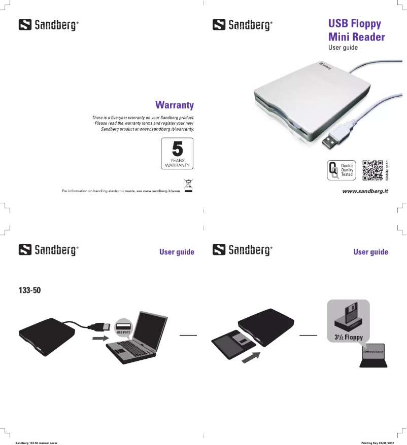 Page 1 de la notice Manuel utilisateur Sandberg USB Floppy Mini Reader