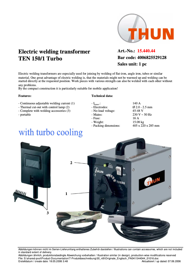 Page n°1 - Manuel utilisateur THUN TEN 150/1 Turbo