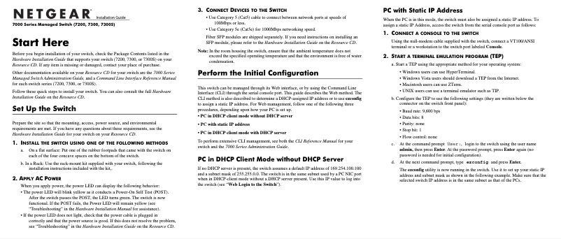 Page n°1 - Guide d'installation Netgear FSM7326P
