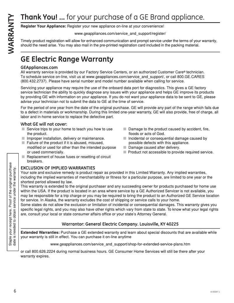 Image de la première page du manuel de l'appareil Profile PT7800SHSS