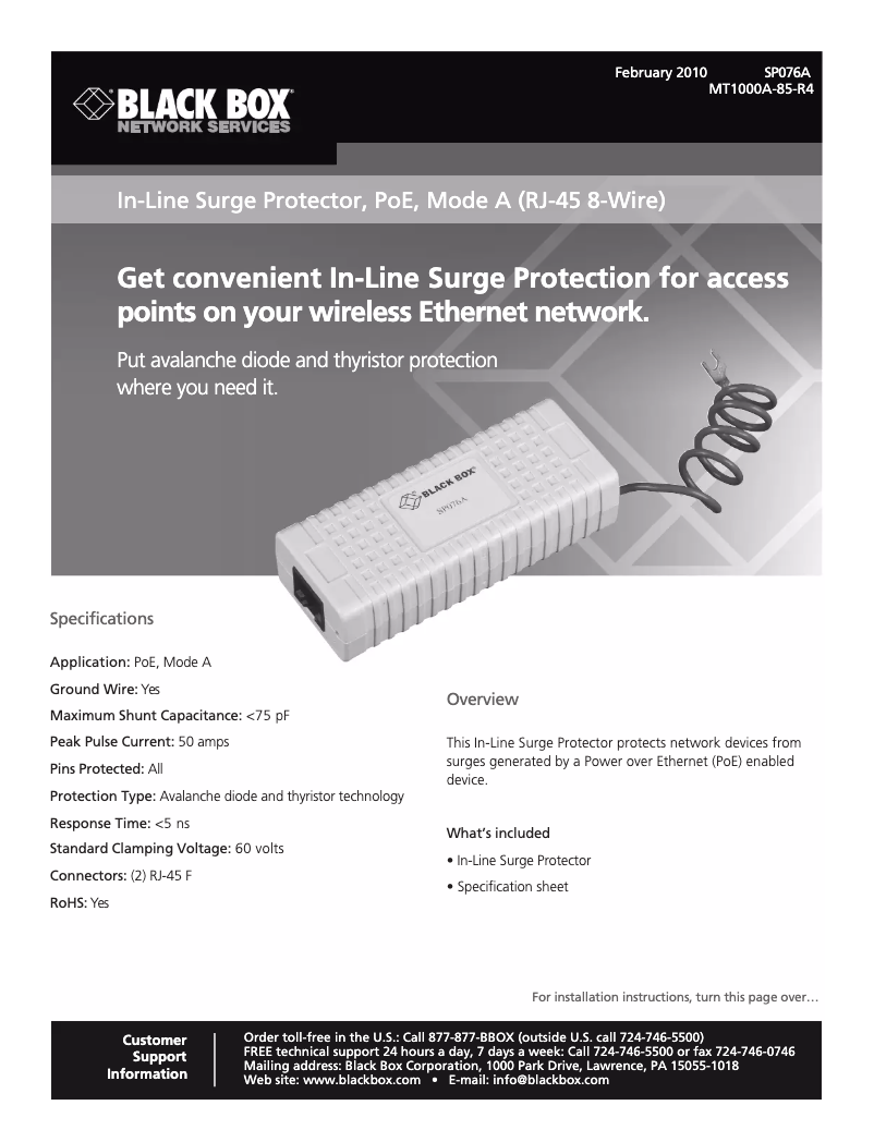 Página 1 del manual Manual de usuario Black Box SP076A