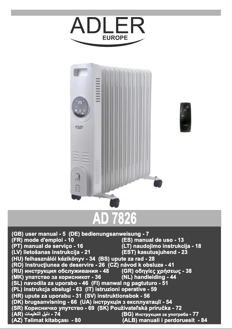 Image de la première page du manuel de l'appareil AD 7826