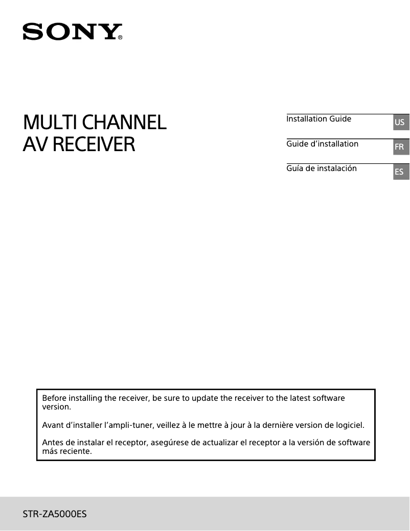 Image de la première page du manuel de l'appareil STR-ZA5000ES