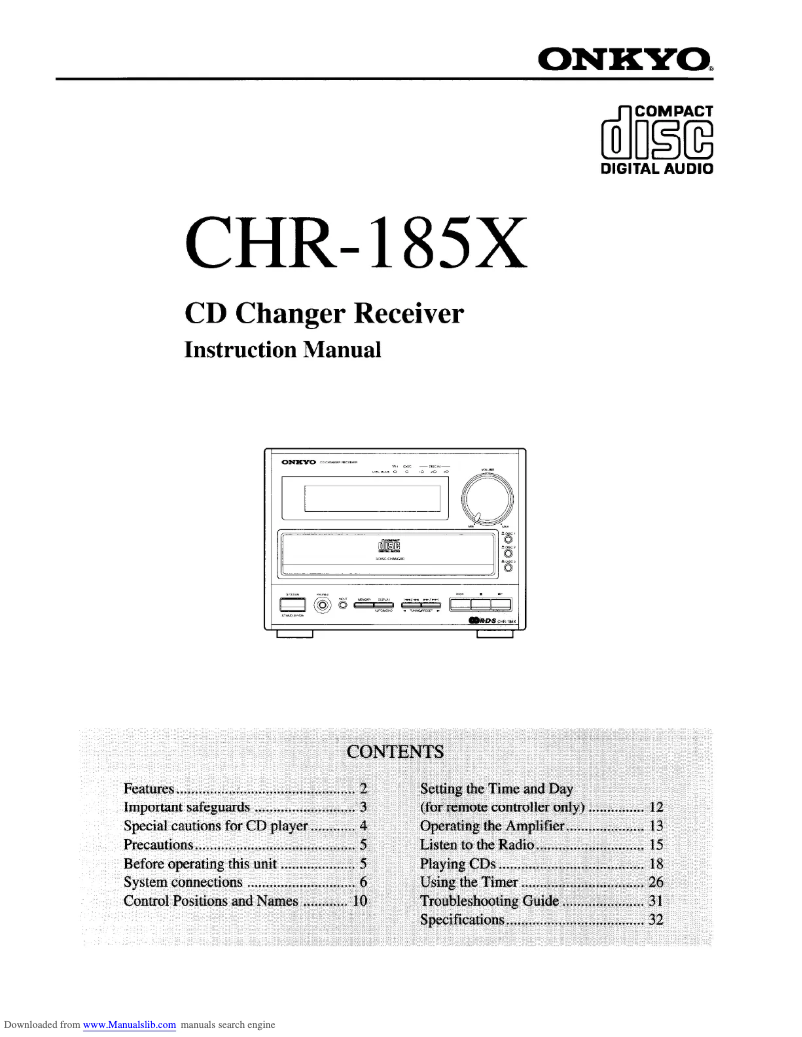 Page 1 de la notice Manuel utilisateur Onkyo CH-R185