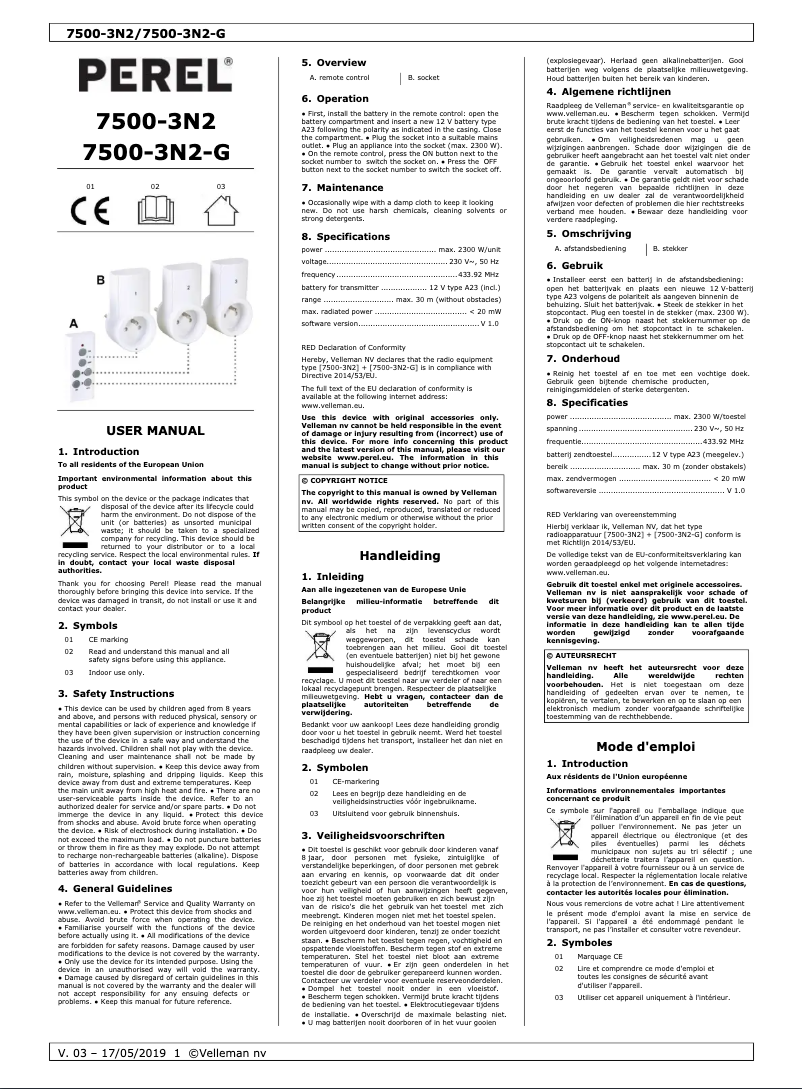 Image de la première page du manuel de l'appareil 7500-3N2