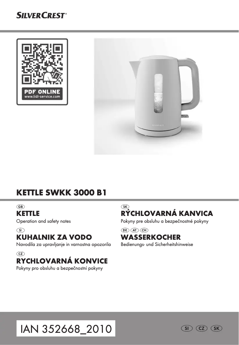 Page n°1 - Manuel utilisateur SilverCrest SWKK 3000 B1