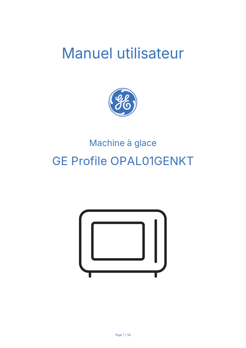 Page n°1 - Manuel utilisateur GE Profile OPAL01GENKT