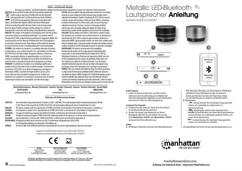 Page 1 de la notice Manuel utilisateur Manhattan 165310